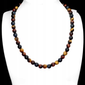 Zjawiskowy srebrny 925 naszyjnik naturalne kamienie tygrysie oko