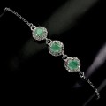 Bransoletka 925 elegancka delikatna naturalne szmaragdy srebrna