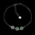 Bransoletka 925 elegancka delikatna naturalne szmaragdy srebrna