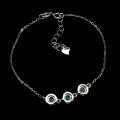 Bransoletka 925 elegancka delikatna naturalne szmaragdy srebrna