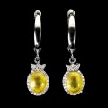 Srebrne kolczyki naturalne szafiry żółte cyrkonie 925 5