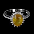 Piękny pierścionek 925 srebro szafir żółty cyrkonie r 14