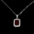 Zjawiskowy delikatny 925 naszyjnik naturalny rubin cyrkonie