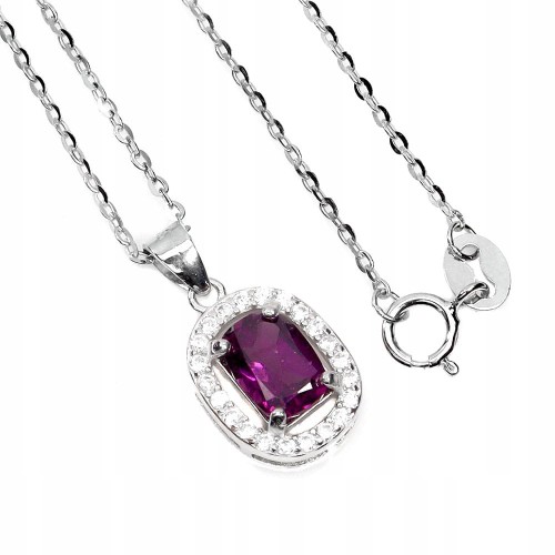 Elegancki naszyjnik delikatny cyrkonie granat rodolit naturalny 925