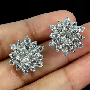 925 Piękne kolczyki srebrne naturalne akwamaryny 5