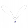 925 Delikatny piękny srebrny naszyjnik naturalny szafir niebieski cyrkonie