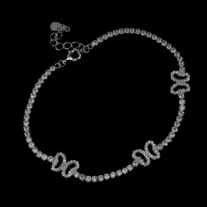 Delikatna 925 piękna bransoletka srebrna cyrkonie AAA motyl