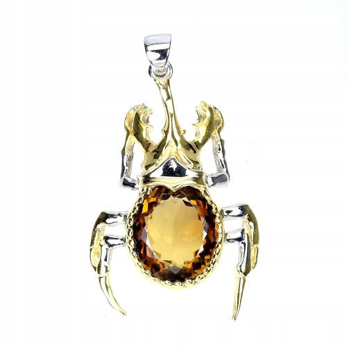 Zjawiskowy wisiorek 17ct cytryn naturalny srebro 925 żuk