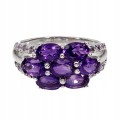 925 Pierścionek srebrny naturalne granaty rodolity ametysty r 18.5
