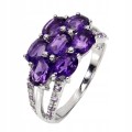 925 Pierścionek srebrny naturalne granaty rodolity ametysty r 18.5