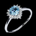 925 Delikatny pierścionek srebrny naturalny Sky Blue Topaz cyrkonie r 14