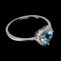 925 Delikatny pierścionek srebrny naturalny Sky Blue Topaz cyrkonie r 14