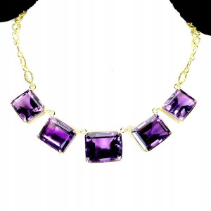 925 Srebrny elegancki zjawiskowy naszyjnik naturalne okazałe ametysty