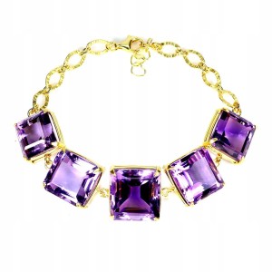 Elegancka zjawiskowa bransoletka naturalne okazałe ametysty srebrna