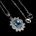 Piękny elegancki naszyjnik naturalny Sky Blue topaz białe topazy 925