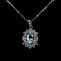Piękny elegancki naszyjnik naturalny Sky Blue topaz białe topazy 925