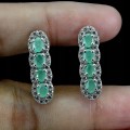 Srebrne delikatne kolczyki naturalne szmaragdy cyrkonie 5