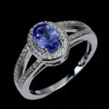 Delikatny pierścionek r 13.5 cyrkonie tanzanit naturalny 925