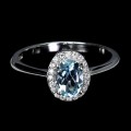 925 Delikatny pierścionek srebrny naturalny Sky Blue Topaz cyrkonie r 16.5