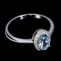 925 Delikatny pierścionek srebrny naturalny Sky Blue Topaz cyrkonie r 16.5