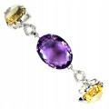 Elegancka zjawiskowa bransoletka naturalne ametysty cytryny 94ct srebrna