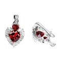 Kolczyki delikatne srebrne naturalne granaty cyrkonie serca 5