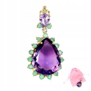 Wisiorek zjawiskowy srebrny naturalne 42ct ametysty szmaragdy szafiry