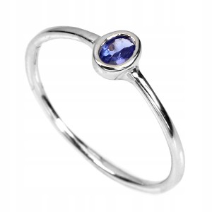 Delikatny pierścionek r 18 tanzanit naturalny 925