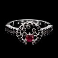 Pierścionek srebrny 925 naturalny rubin czarne spinele r 17