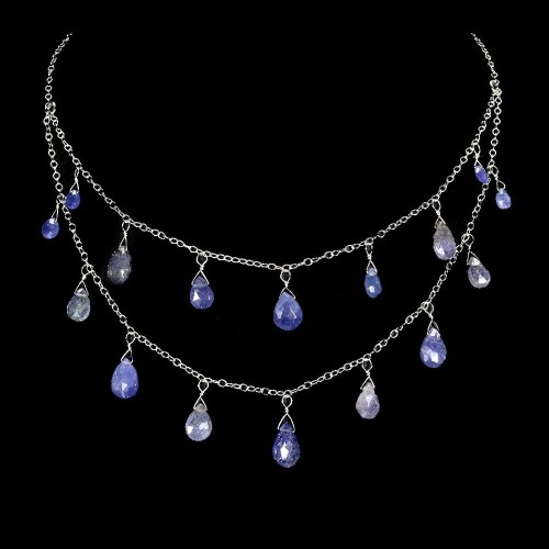 925 Srebrny piękny naszyjnik naturalne tanzanity elegancki