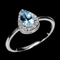 925 Delikatny pierścionek srebro naturalny Sky Blue Topaz cyrkonie r 14