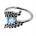 Srebrny elegancki pierścionek naturalny sky topaz czarne spinele r 14.5