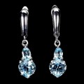 Piękne delikatne srebrne kolczyki naturalne topazy sky blue 925 serce 3