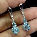 Piękne delikatne srebrne kolczyki naturalne topazy sky blue 925 serce 3