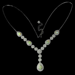 Srebrny elegancki naszyjnik cyrkonie ogniste opale naturalne zjawiskowy 925