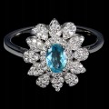 Srebrny pierścionek r 17 naturalny apatyt neon blue cyrkonie