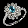 Srebrny pierścionek r 17 naturalny apatyt neon blue cyrkonie