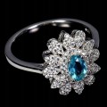 Srebrny pierścionek r 17 naturalny apatyt neon blue cyrkonie