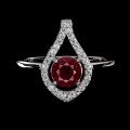 Srebrny elegancki pierścionek r 17 naturalny rubin cyrkonie