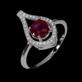 Srebrny elegancki pierścionek r 17 naturalny rubin cyrkonie