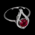 Srebrny elegancki pierścionek r 17 naturalny rubin cyrkonie