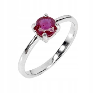 Srebrny delikatny elegancki pierścionek r 15 naturalny rubin