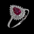 Srebrny delikatny pierścionek r 14.5 naturalny rubin cyrkonie