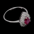 Srebrny delikatny pierścionek r 14.5 naturalny rubin cyrkonie