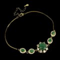 Bransoletka elegancka srebrna 925 naturalne szmaragdy cyrkonie