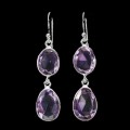 Wiszące srebrne eleganckie kolczyki 925 ametysty naturalne 3