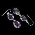 Wiszące srebrne eleganckie kolczyki 925 ametysty naturalne 3