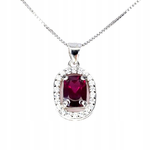 925 Elegancki naszyjnik delikatny cyrkonie granat rodolit naturalny