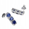 Kolczyki srebrne naturalne niebieskie szafiry białe topazy delikatne 3