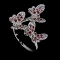 925 Pierścionek srebrny naturalne granaty rodolity tanzanity motyl r 18